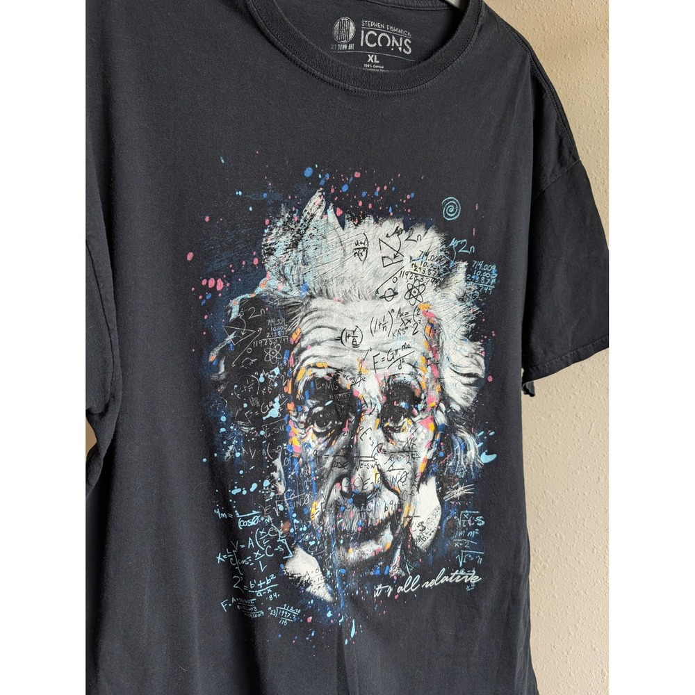Stephen Fishwick Icons Albert Einstein Graphic T-Shirt Black XL All Relative